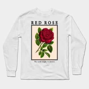 Red Rose - Vintage Postcard Long Sleeve T-Shirt